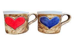 Dekorovan� keramick� ��lky so srdie�kom � set